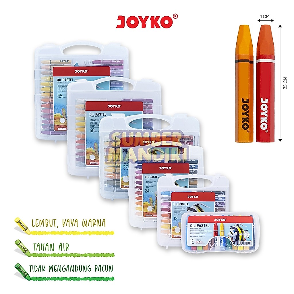Crayon JOYKO Lengkap / Crayon Oil Pastel / Krayon JOYKO 12, 18, 24, 36, 48, 55 Warna