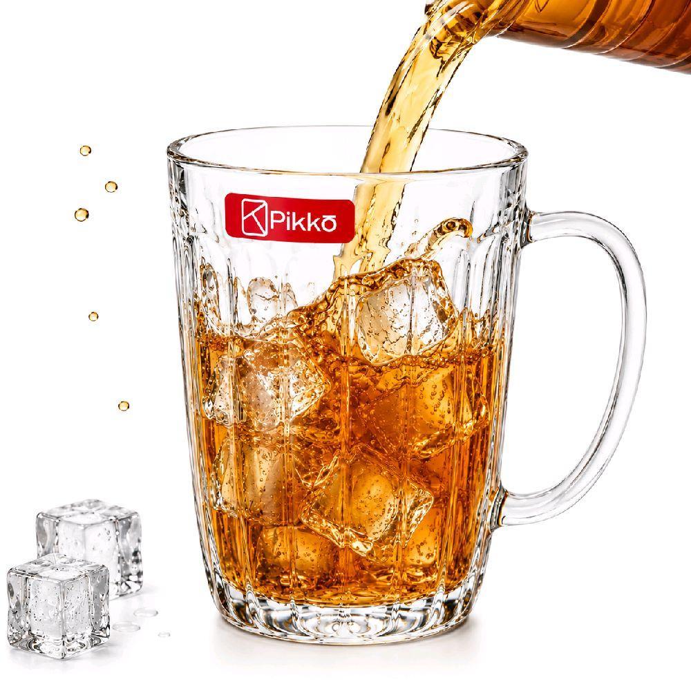 Paket 6Pcs Gelas Minum Gagang Plastik Akrilik Bening Kapasitas Besar 400ml Kicthenware