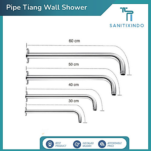 Shower Pipe Tiang Wall Shower Pipa Dinding Tembok 30 - 60 cm
