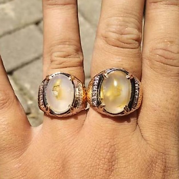 Natural Cincin Batu Akik Combong susup 100% Asli Alam