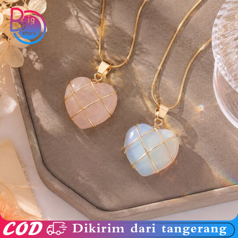 Princess Heart Stone Kalung Barbie Diamond Castle Love Crystal Necklace