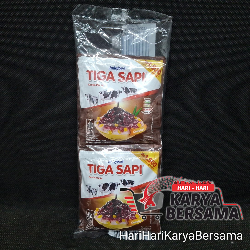 KRIMER SUSU KENTAL MANIS INDOFOOD TIGA SAPI RASA COKELAT SACHET ISI 6'S X 37GR