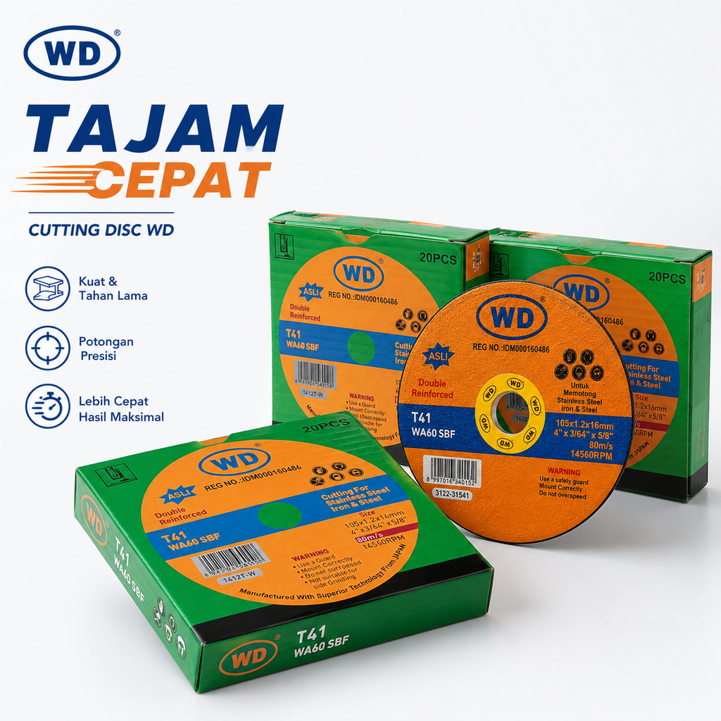 (Per Box) WD Cutting Wheel Disc Gerinda Mata Potong Besi Batu Potong Stainless Steel Abrasive Disc R