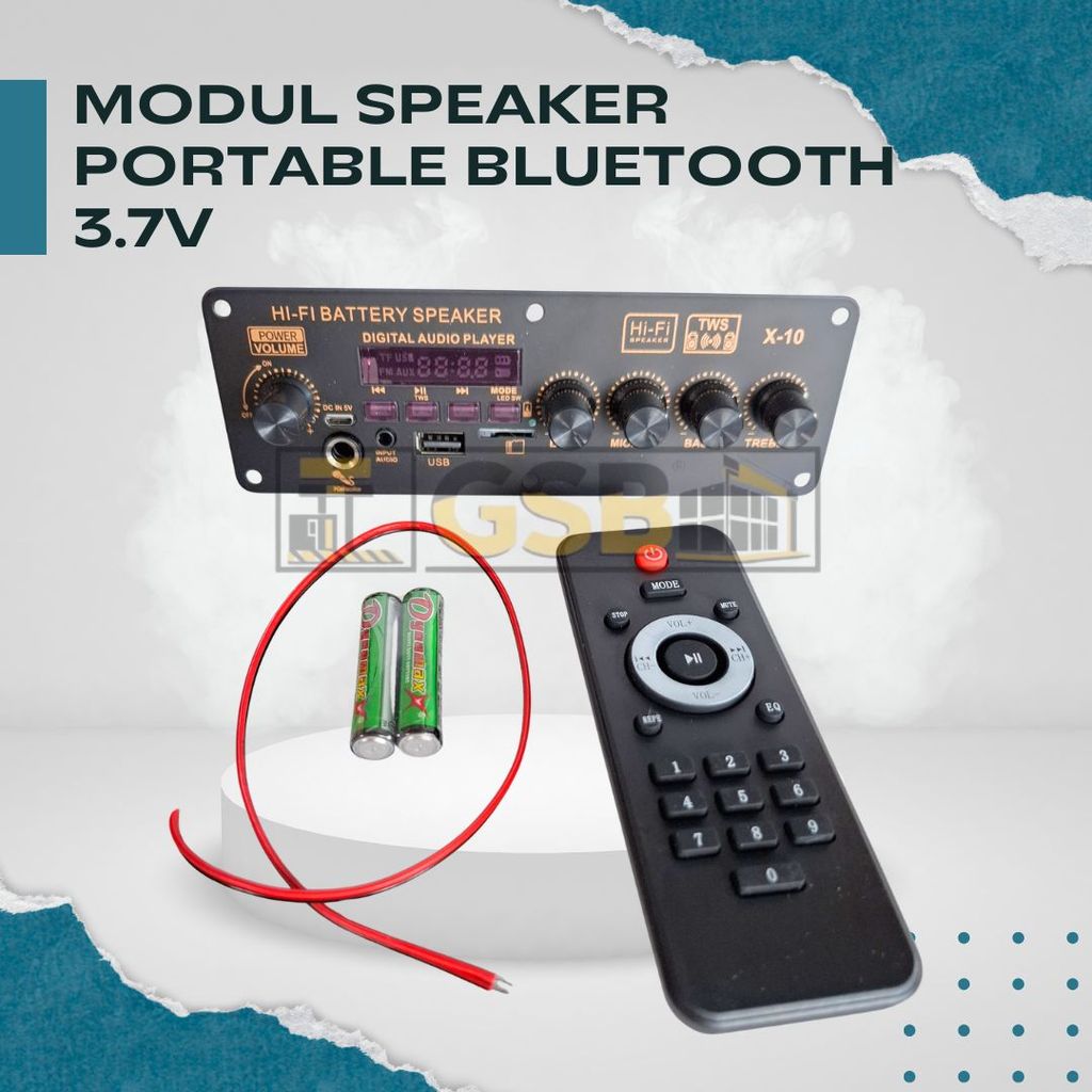 Kit Modul Speaker Bluetooth Portable 3.7 Volt Amplifier MP3 Player FM Radio USB