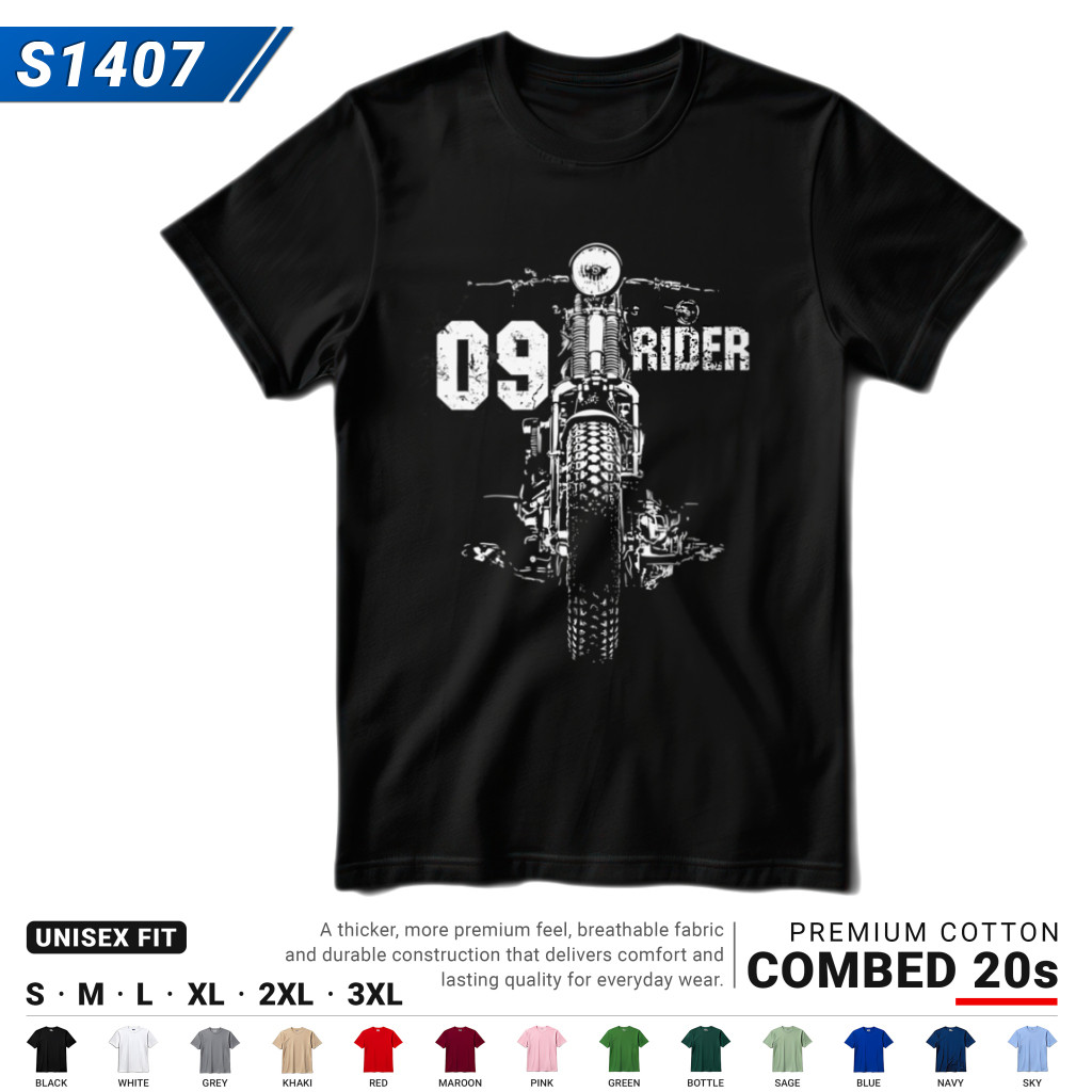 Kaos Streetwear Artwork - Rider (S1407) | Baju Tebal Cotton Combed 20s DTF Premium