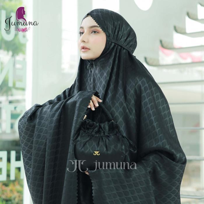Leesy.id - Mukena Dewasa Premium Silk Jaguar Lasercut Marissa - MARISSA BLACK