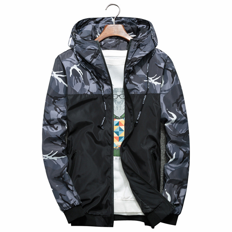 Jaket Parasut Pria Camo Loreng Kombinasi Windbreaker Hoodie Casual