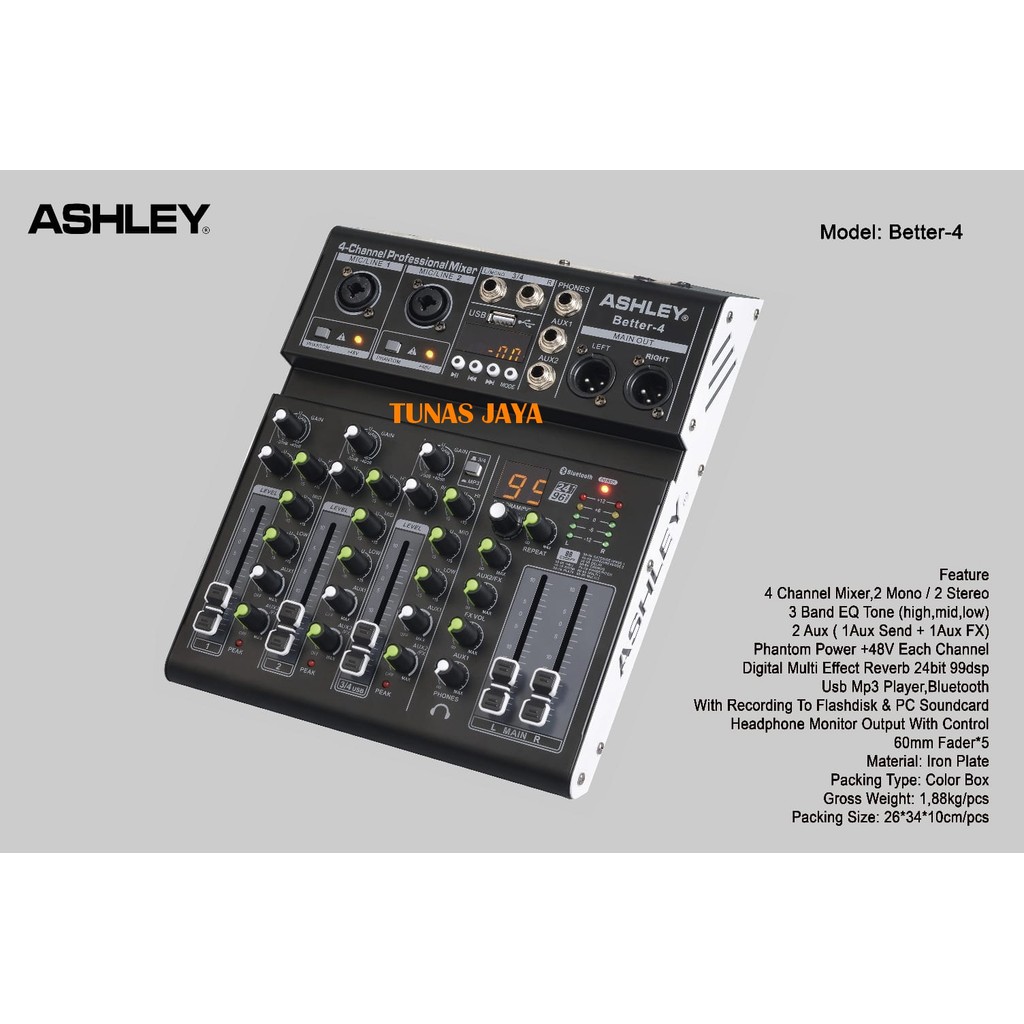 MIXER ASHLEY BETTER 4 ASHLEY BETTER4 EFFECT REVERB 99DSP NEW MODEL