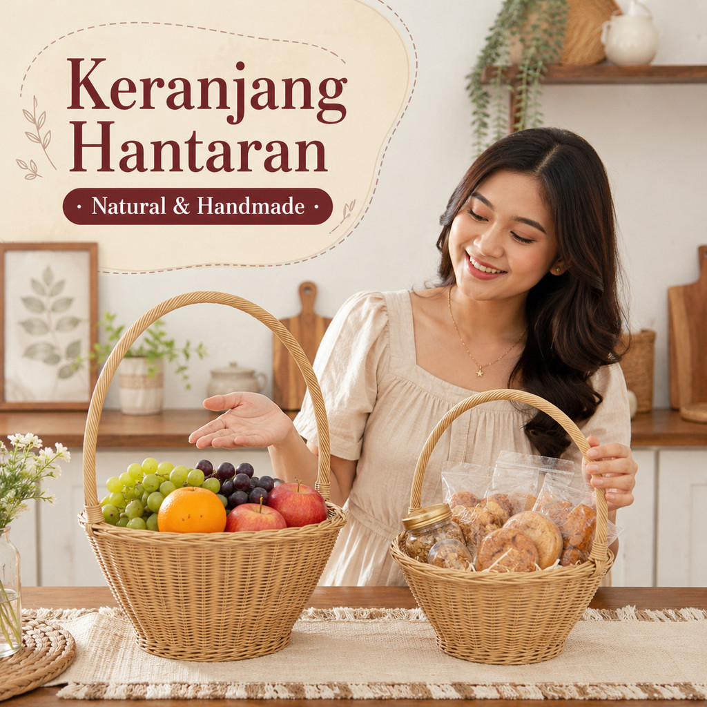 Keranjang Jinjing Rotan Besar & Kecil – Tas Anyaman Natural, Kuat & Estetik – Praktis, Kokoh, dan Es