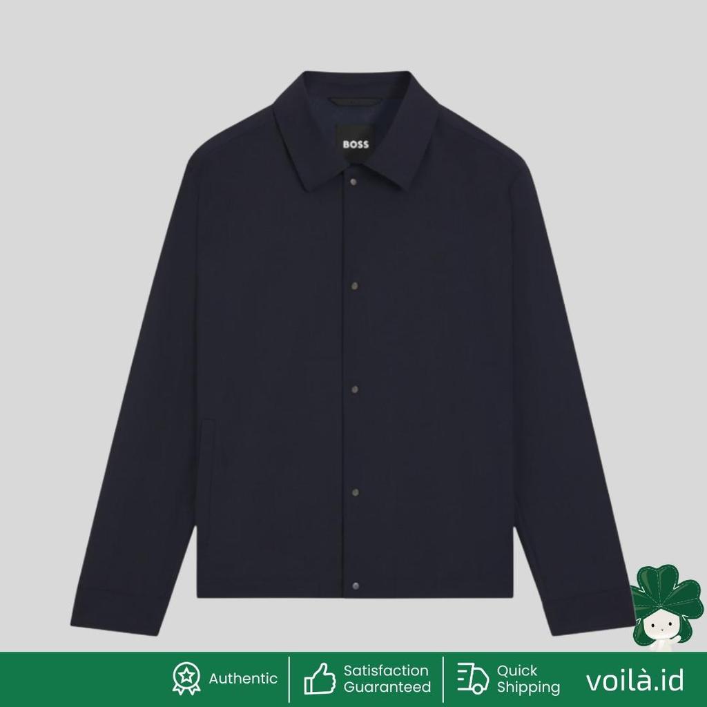 P Carper Coach Relaxed-fit Overshirt In Stretch Wool Blend Dark Blue