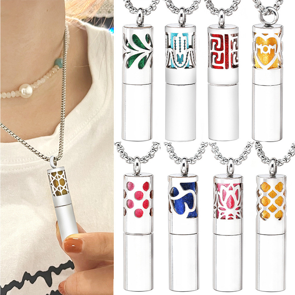 Kalung diffuser Liontin Silinder essential oil / kalung parfum aromaterapi / kalung