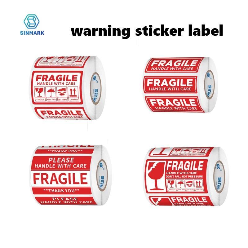 SINMARK 500/1000Pcs Stiker Peringatan Barang Pecah Belah Label Khusus Pengiriman Berguna Label Ekspr