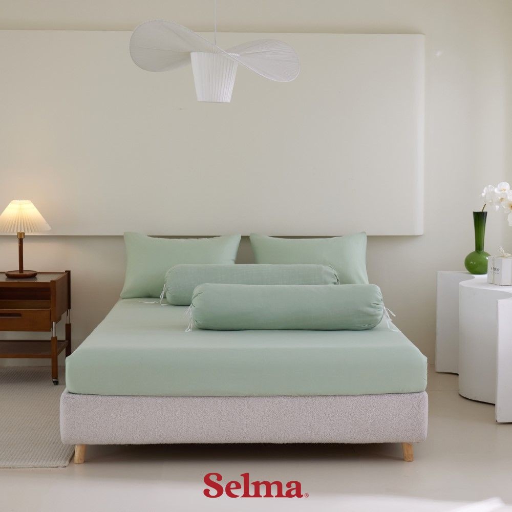 Selma 120x200 cm Set 3 Pcs Seprai Microfiber - Hijau Sage Sprei Seprei Sprai Sepray Bed Sheet