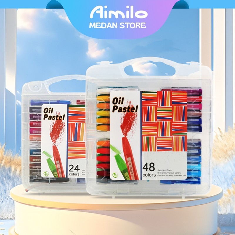 

Aimilo - Oil Pastel Crayon 24/36/48 Warna Crayon Krayon Minyak Crayon Set Tidak Beracun
