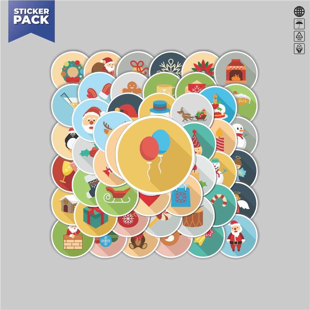 

[100PCS]Stiker Pack Stiker Christmas Flat Icons Aesthetic Vinyl Anti Air Dekorasi Sticker Laptop Buku Journal Koper Helm Casing HP Gitar Helm Skateboard