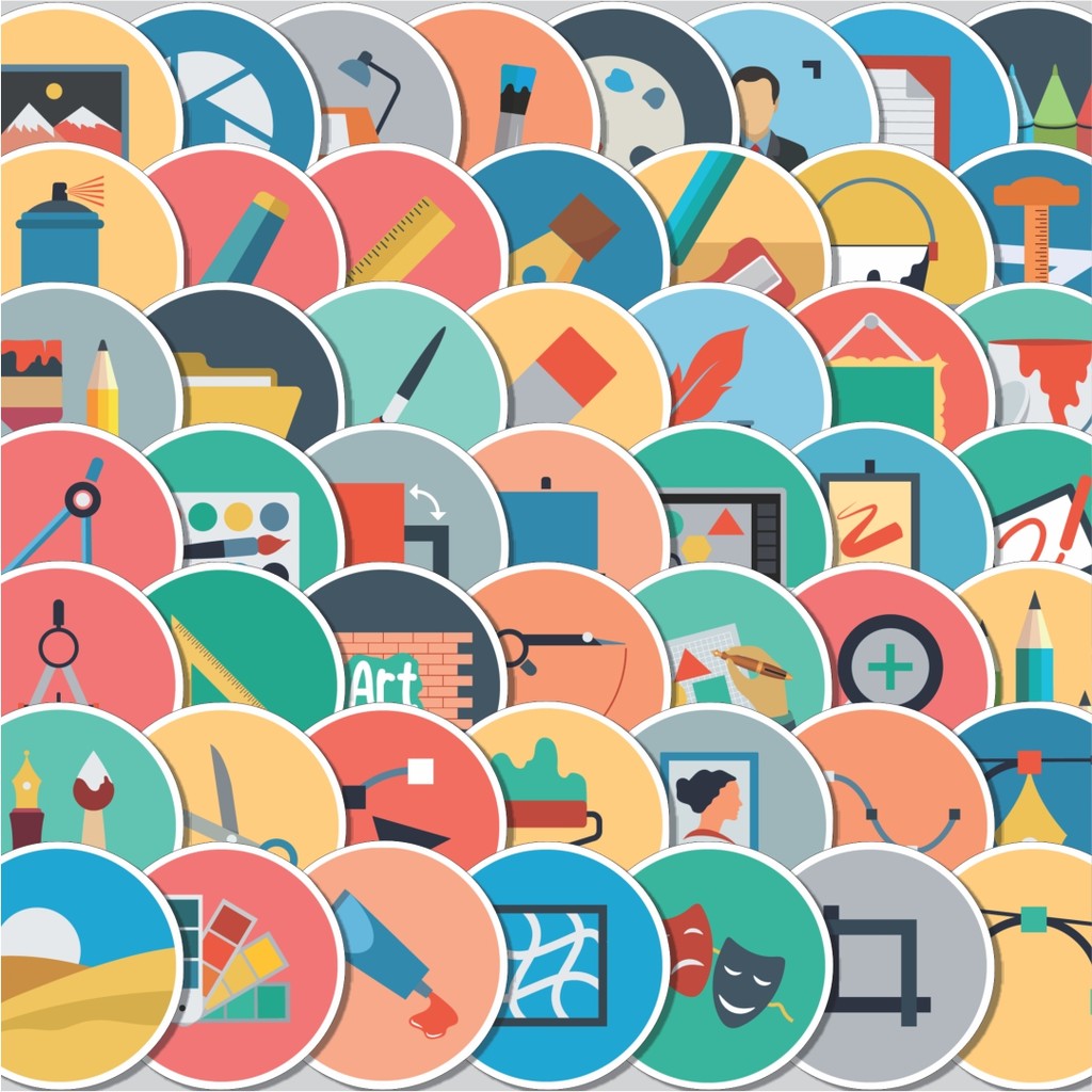 

Stiker Cutting Pack Stiker Design Flat Icons Isi 100Pcs Series Aesthetic Lucu Keren Untuk Koper Bahan Vynil