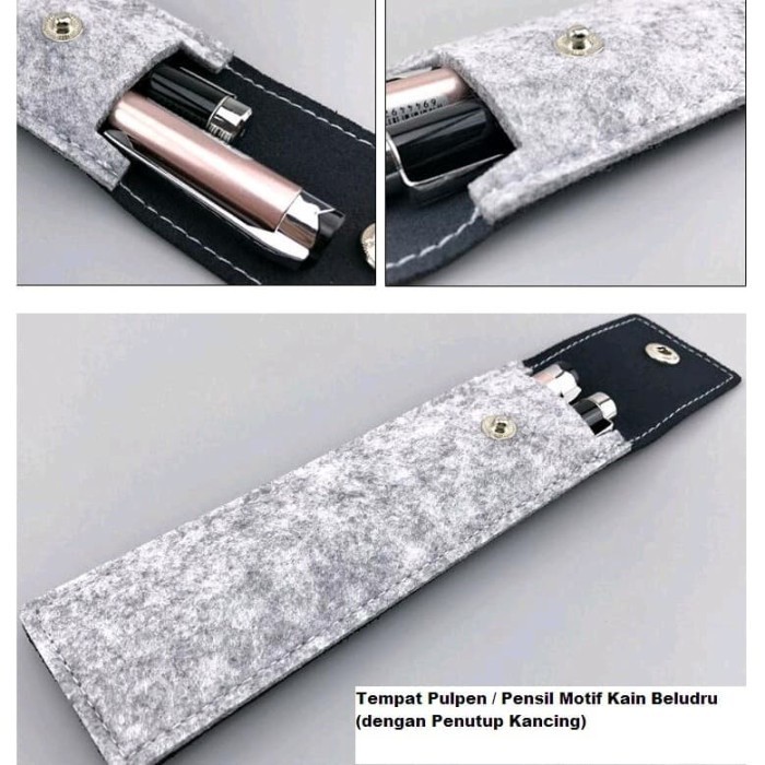 

Dompet / Kantong / Sarung Tempat Penyimpanan Pulpen / Pensil Beludru Sintetis Portabel (Dengan Penutup Atas)
