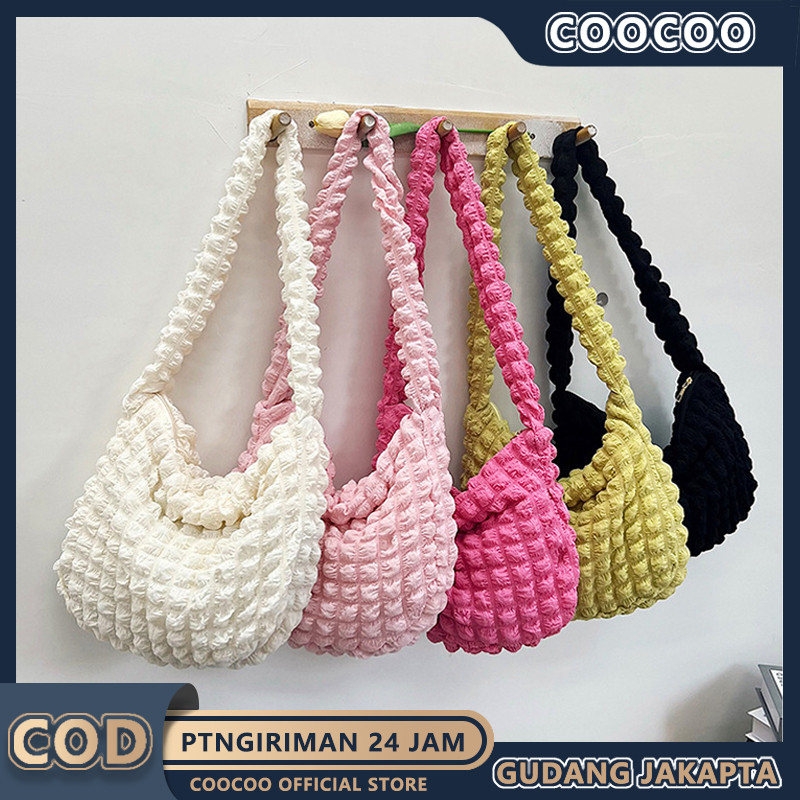 Sling Bag Puffy Tali Serut Korean Style/Tas Selempang Tas Berbulu Korea / Tas Puffy Wonton/ Sling Ba