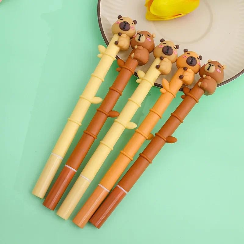 

12 Pcs Wholesale Cute Soft Capybara Bamboo Gel Pens for School Supplies and Writing Tools