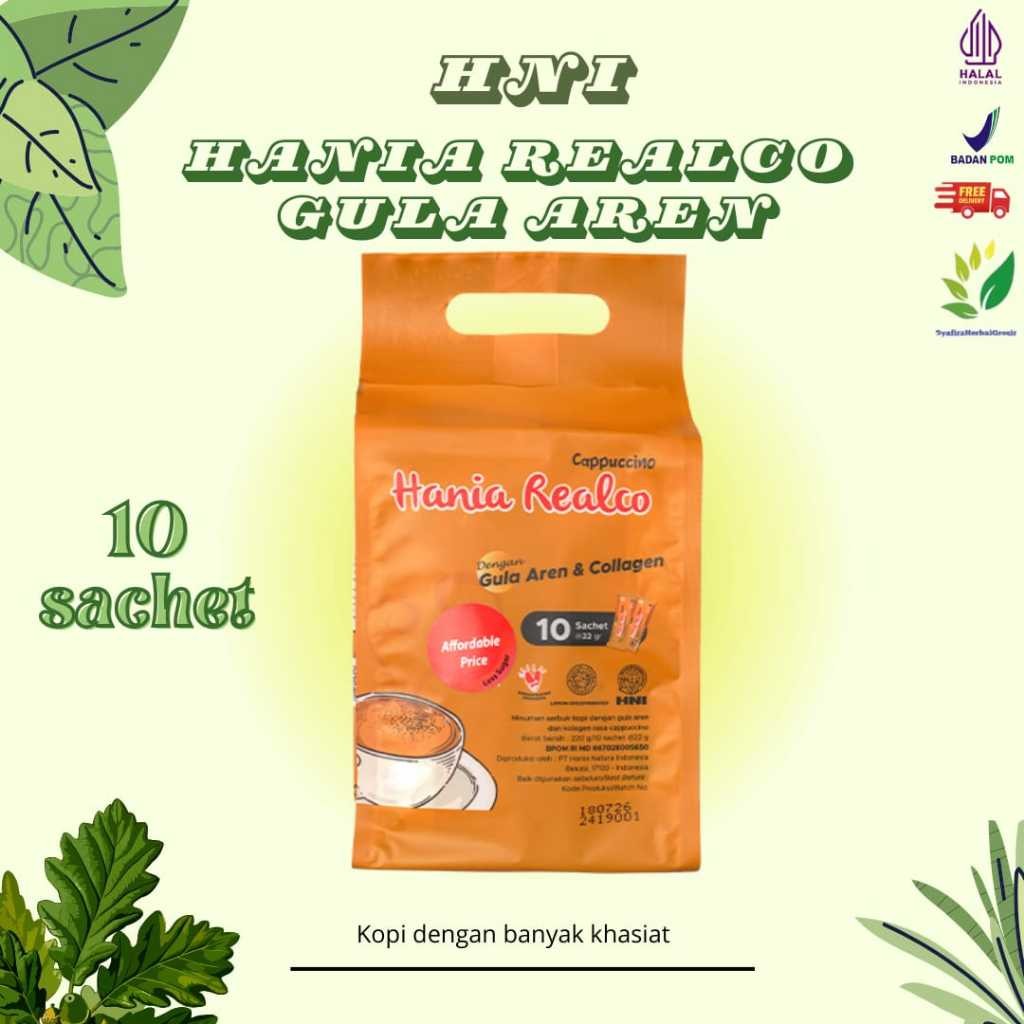 

HNI Hania Realco Cappuccino LESS SUGAR Serbuk Kopi Gula Aren + Kolagen Isi 10 Sachet