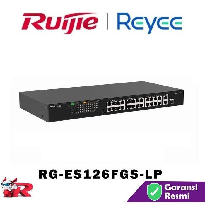 Ruijie RG-ES126FGS-LP Switch Hub 24 Port 10/100 Mbps 2 Port Gigabit PoE A