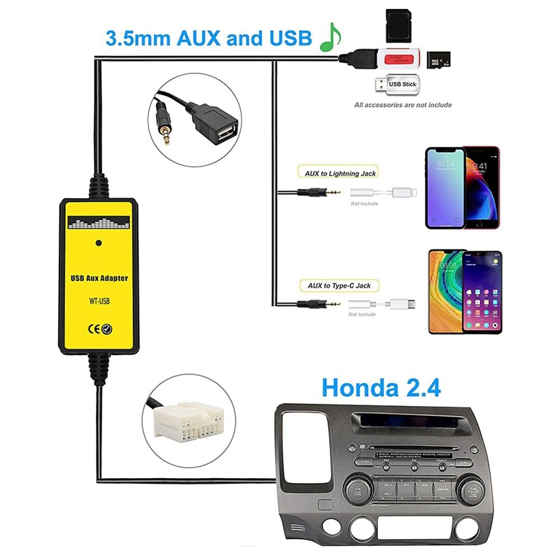Auto MP3 Audio Interface AUX USB Adapter Cd-wechsler Für Honda Accord 2003 2004 2005 2006 2007 2008 
