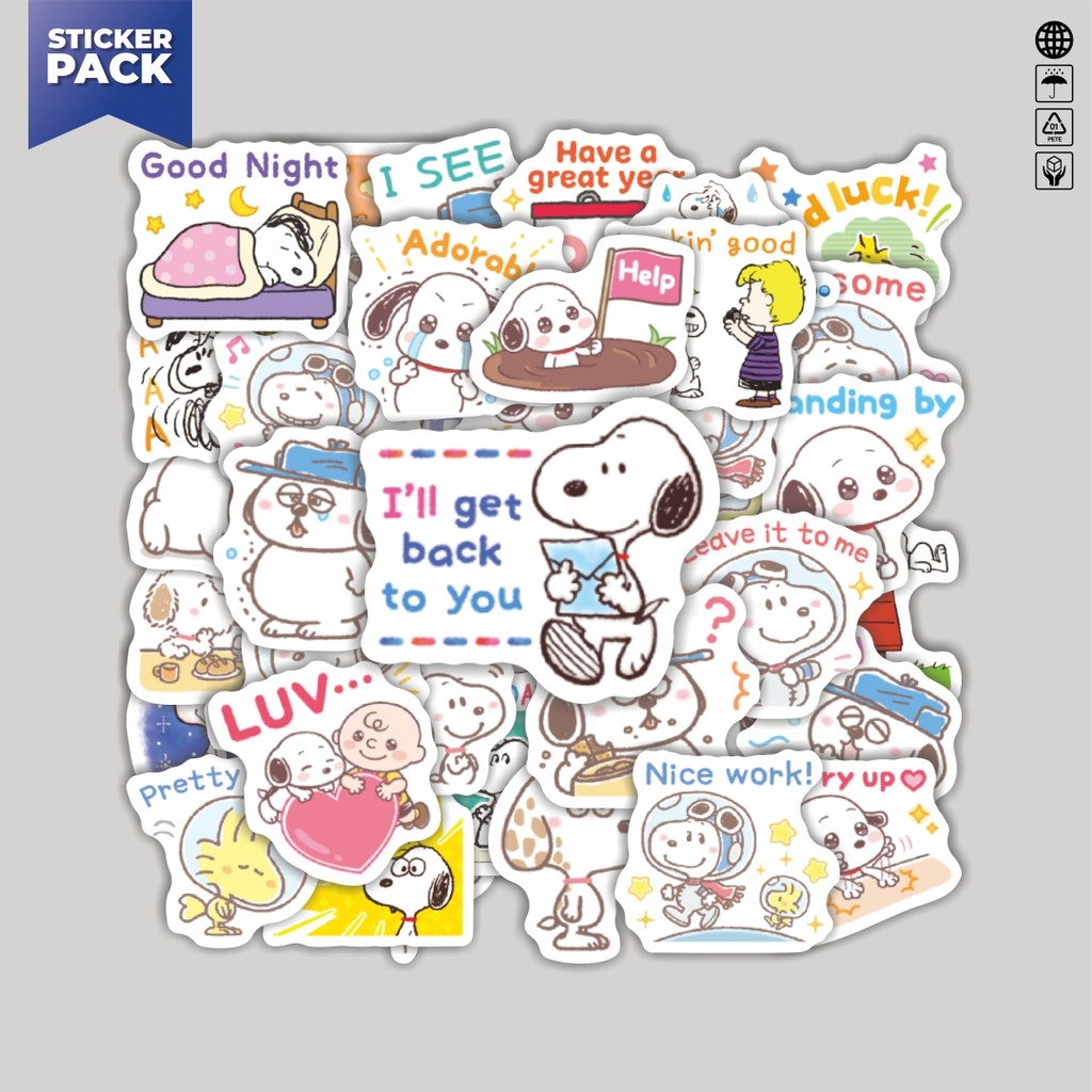 

[100PCS]Stiker Pack Stiker Kartun Snoopy V31 Aesthetic Vinyl Anti Air Dekorasi Sticker Laptop Buku Journal Koper Helm Casing HP Gitar Helm Skateboard