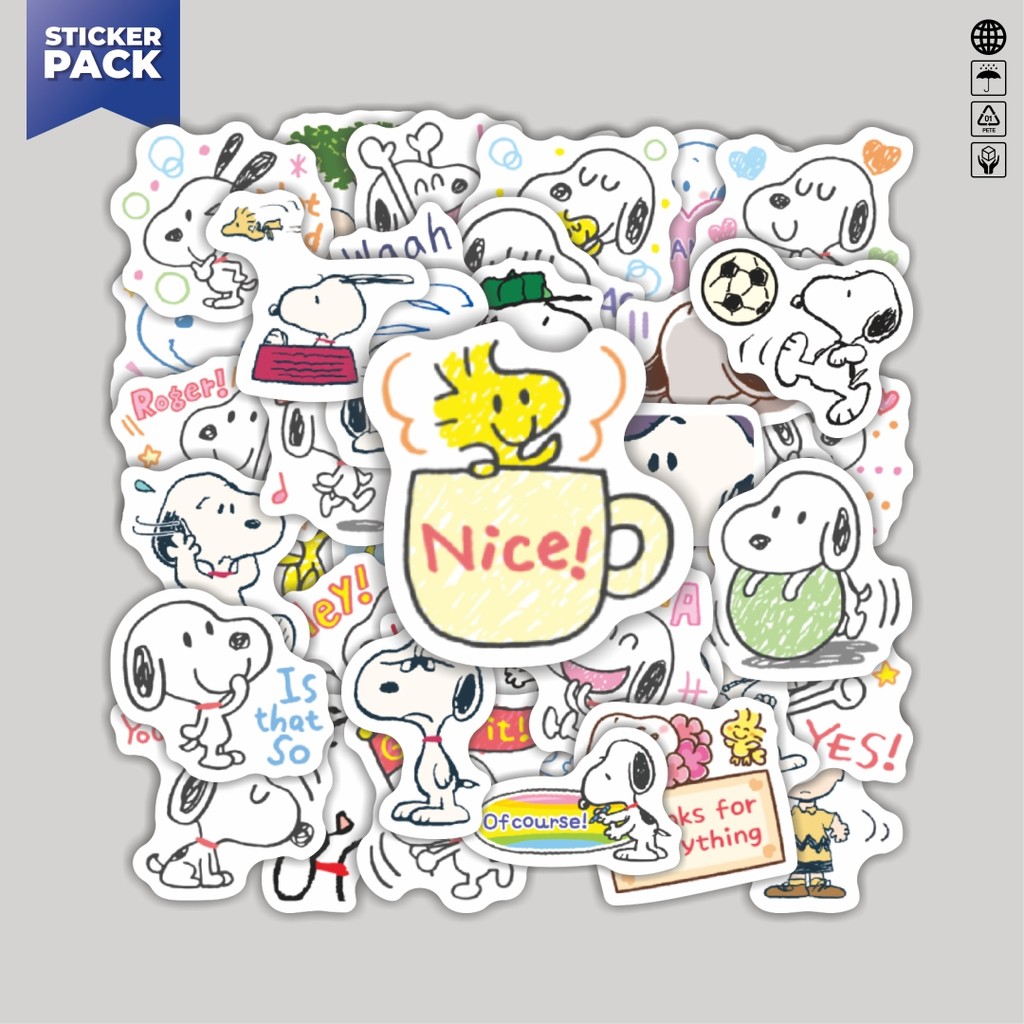 

[100PCS]Stiker Pack Stiker Kartun Snoopy V37 Aesthetic Vinyl Anti Air Dekorasi Sticker Laptop Buku Journal Koper Helm Casing HP Gitar Helm Skateboard