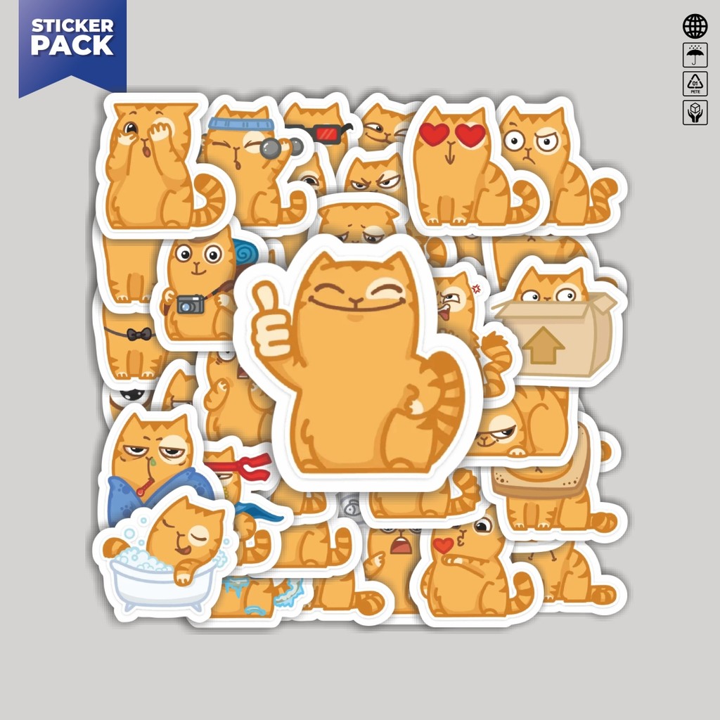 

[100PCS]Stiker Pack Stiker Kartun Persik The Cat Aesthetic Vinyl Anti Air Dekorasi Sticker Laptop Buku Journal Koper Helm Casing HP Gitar Helm Skateboard