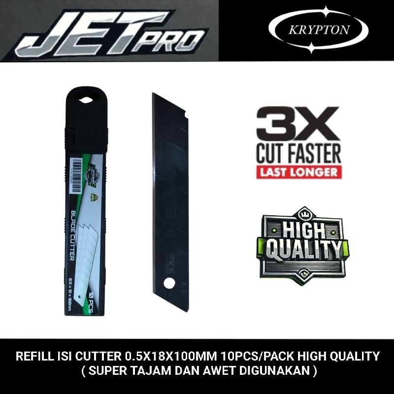 

JETPRO isi Refill pisau cutter 10pcs/pack 0.5x18x100mm