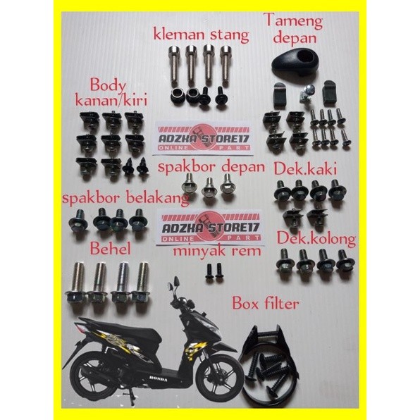 baut body fullset beat street/baut body lengkap honda beat street