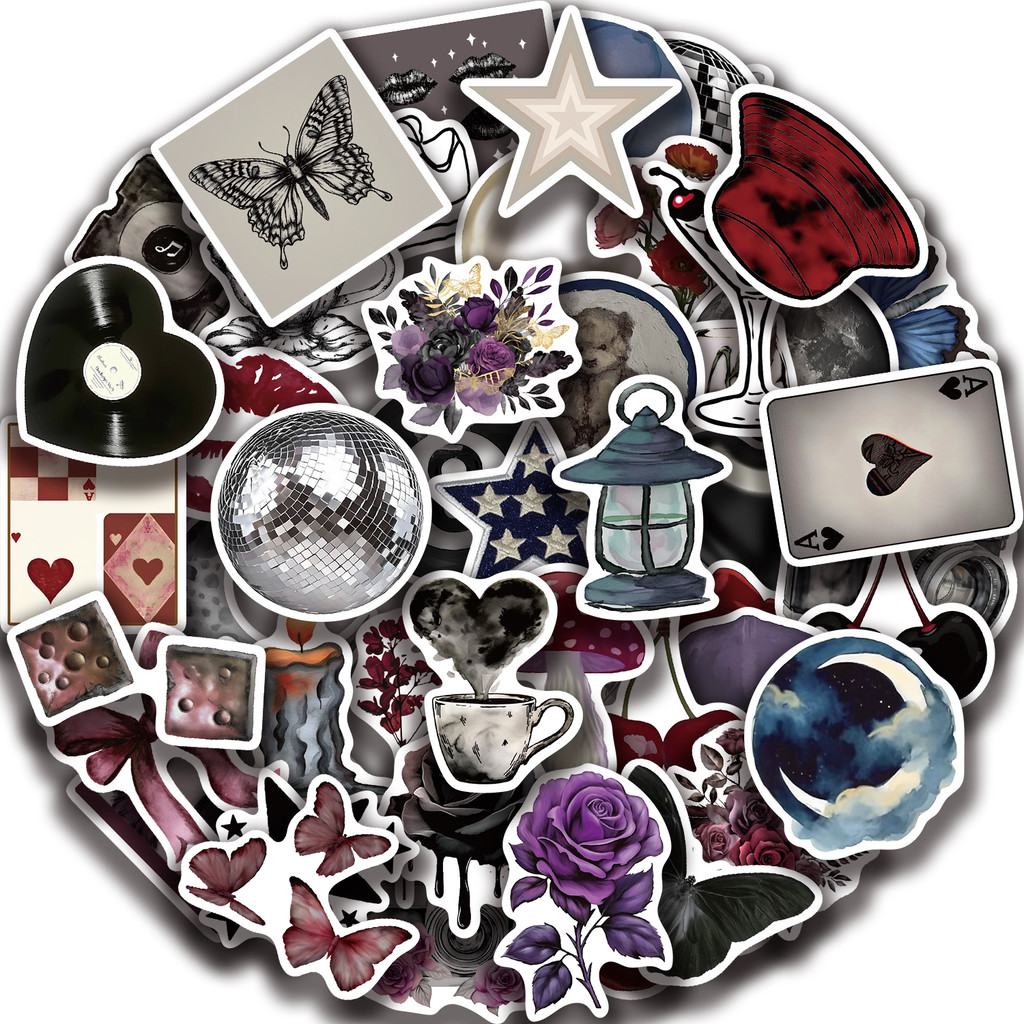 

50PCS Pinterest Girl Cool Stickers Kawaii Flower Hat Candle Bow Decals Skateboard Notebook Luggage Phone Car Sticker Toy
