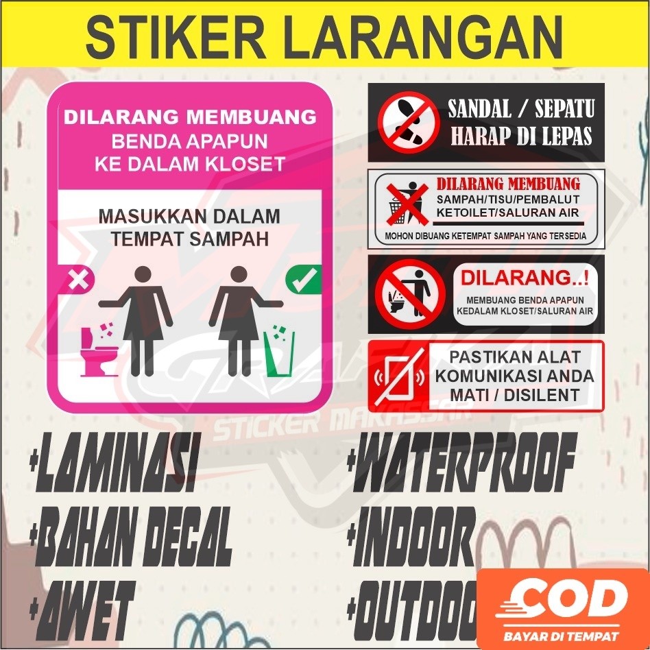 

STIKER HIMBAUAN Sticker LARANGAN BAHAN VYNIL ANTI AIR AWET MUDAH DILEPAS Waterproof