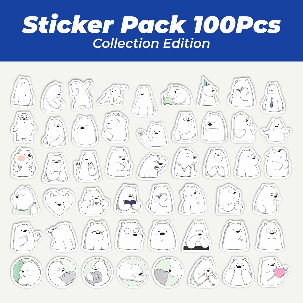

Hot Funny Character We Bare Bear The Ice Bear Only Lucu Anti Air Stikers Berperekat Waterproof Sticker Decal Buat Motor Helm Buku Journal Koper Casing HP Laptop Botol Minum