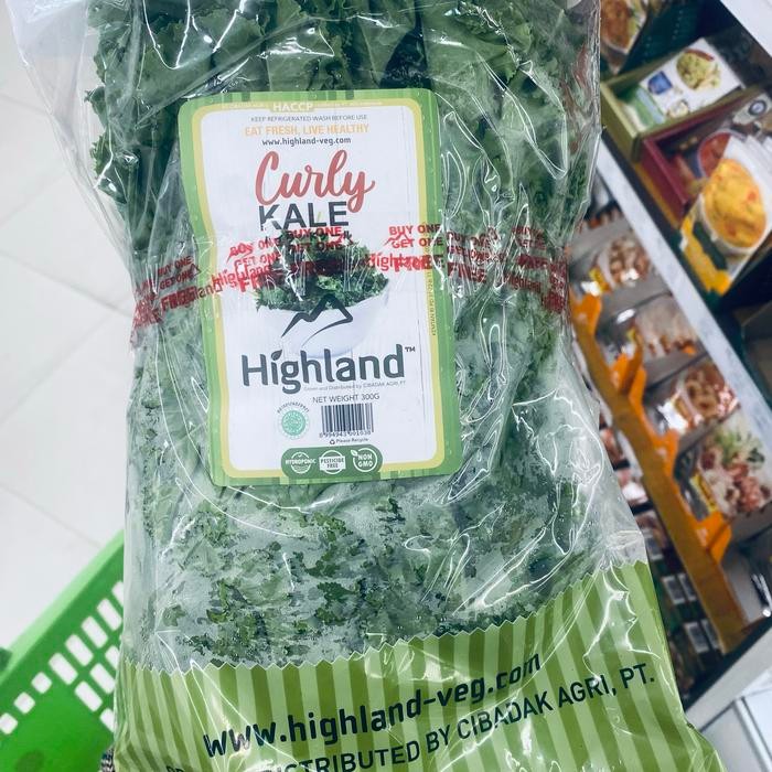 

Kale green curly highland kale hijau fresh pack 300 grm