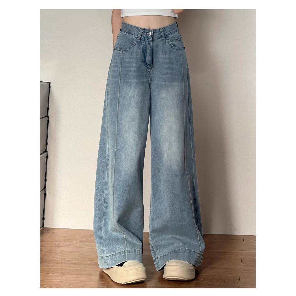 YOYO- New Biru Kekinian Highwaist Kulot Loose Celana Wide Leg Jeans...