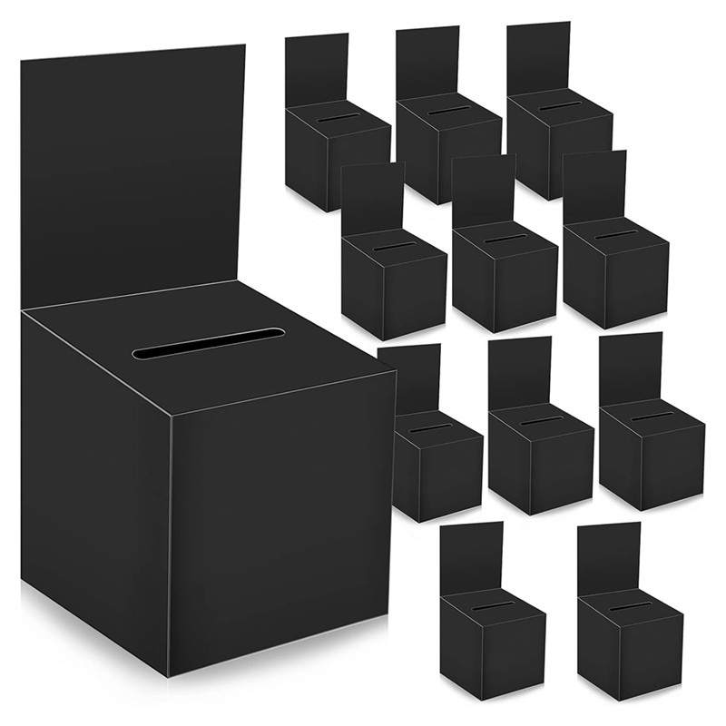 

12-Pack Raffle Box Donation Box For Fundraising, Ballot Box Cardboard Box With Ticket Slot And Removable Title Box