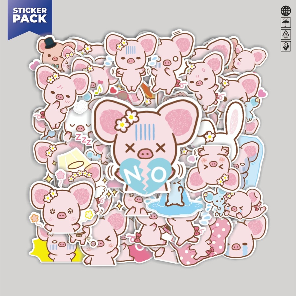 

[100PCS]Stiker Pack Stiker Line Piggy girl's Pinkish Aesthetic Vinyl Anti Air Dekorasi Sticker Laptop Buku Journal Koper Helm Casing HP Gitar Helm Skateboard