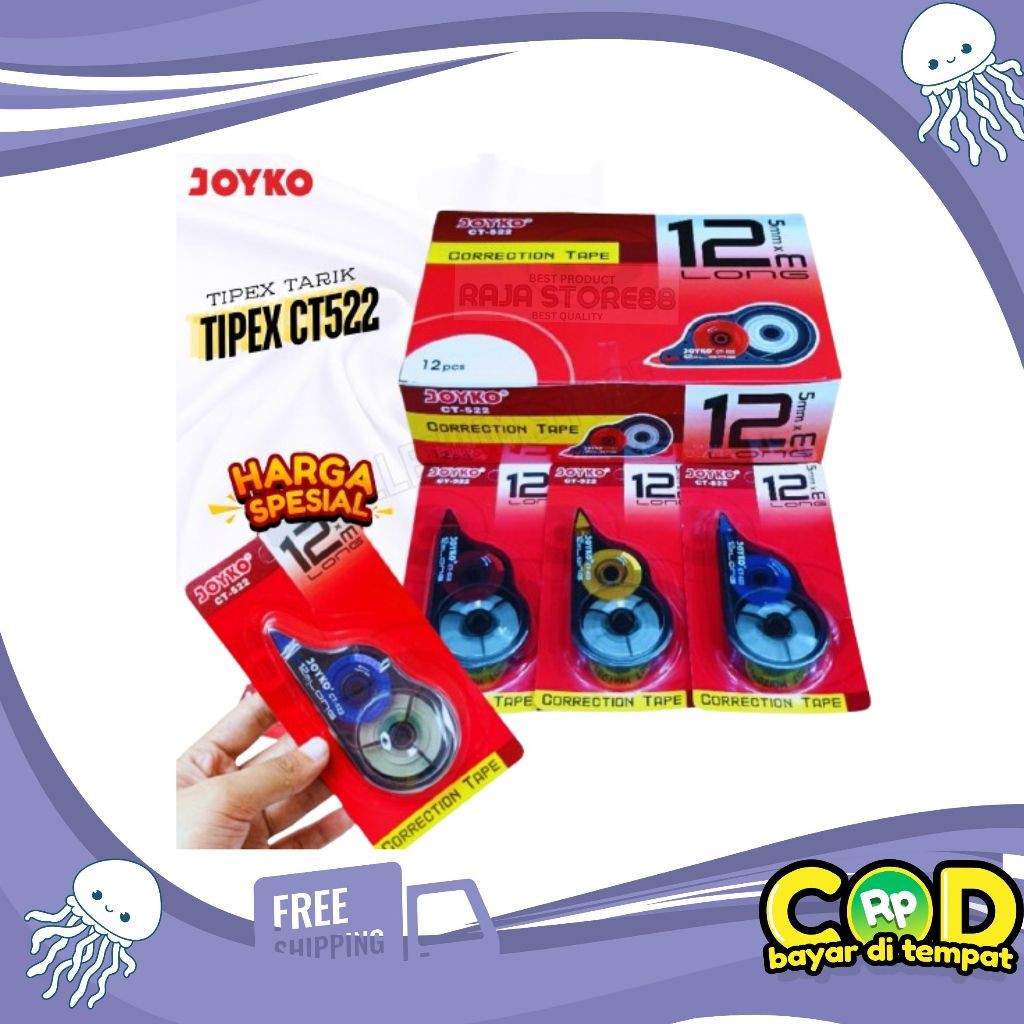 

Correction Tape CT-522 Joyko / Tip Ex Kertas Panjang 12 meter ( PACK)
