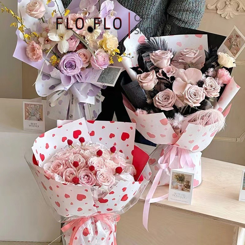 

FLO FLO - FL43 HEART Kertas Bunga Paper Buket Motif Cellophane