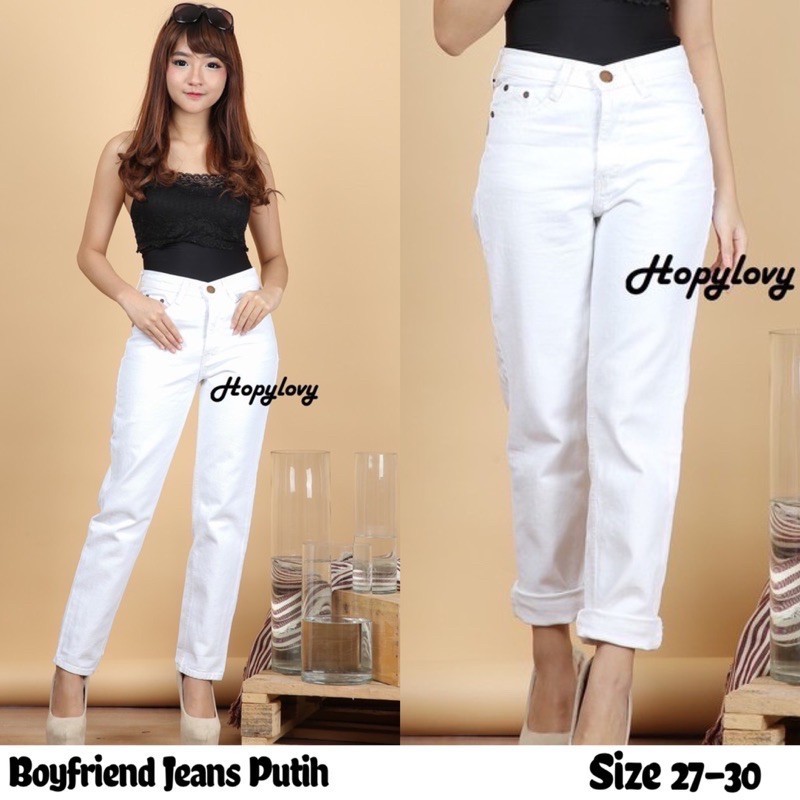 [𝗠𝗘𝗠𝗢𝗭𝗔] Boyfriend Jeans Putih 27-40 / Boyfriend Jeans Hitam / Boyfriend Jeans Jumbo / PLAINBF