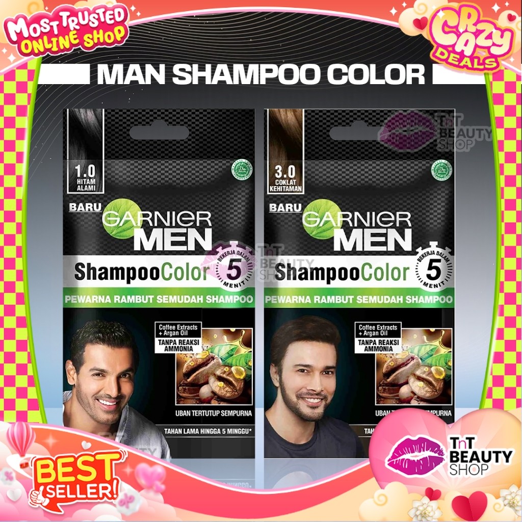 Garnier Men Shampoo Color 1 Sachet | Pewarna Rambut Pria Laki Laki | Tnt Beauty Shop
