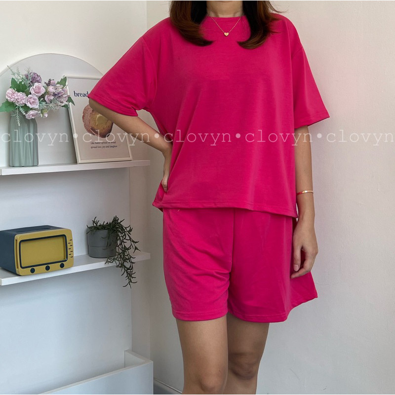 [𝗠𝗲𝗺𝗼𝘇𝗮] Setelan Polos Celana Pendek Wanita Jumbo Babyterry Super