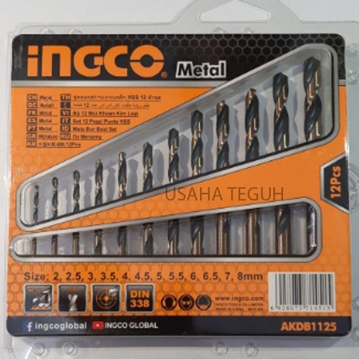 MATA BOR BESI SET 12 PCS INGCO - AKDB1125