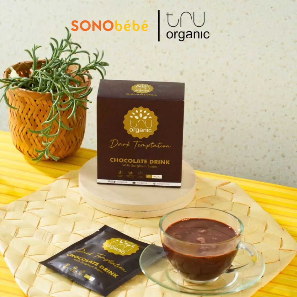 

TRUorganic Chocolate Dark Temptation 5 Sachet - Minuman Cokelat Rendah Kalori dengan Gula Sorghum