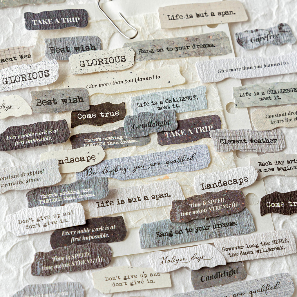 

JIANQI 50 pcs Vintage English letter Stickers Specialty paper material DIY Scrapbooking Junk Journal Decor Sticker stationery