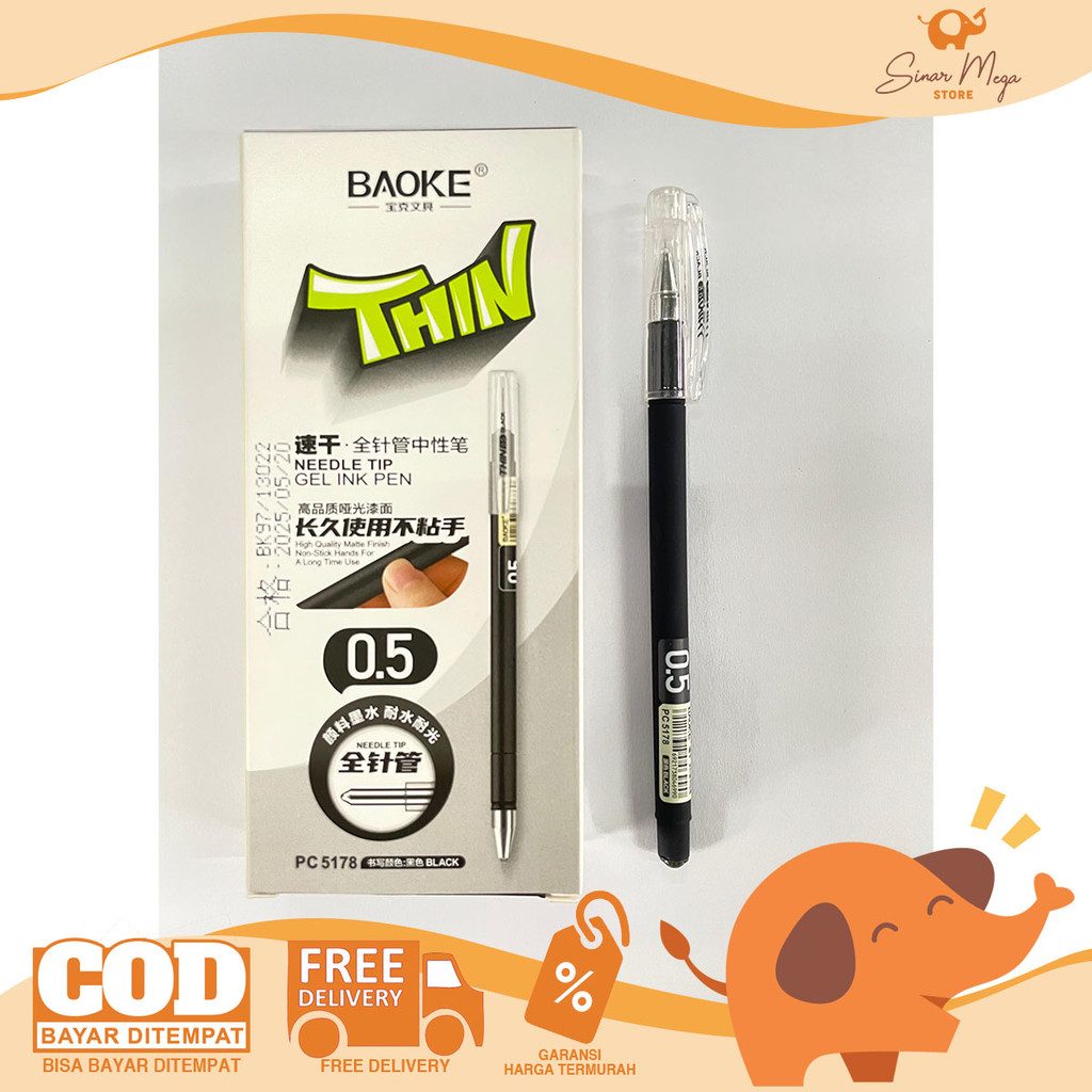 

Baoke Gel Pen Pulpen Gel Tinta Hitam 0.5mm PC-5178
