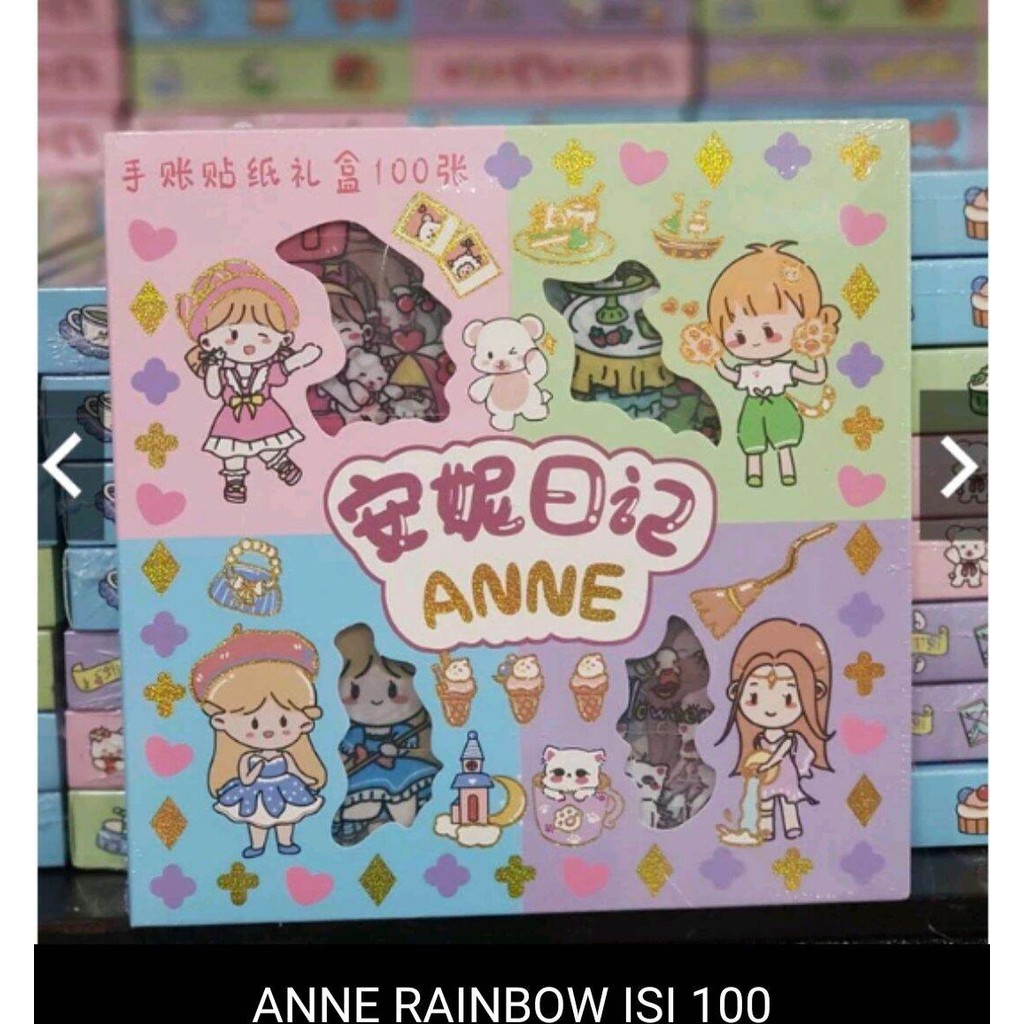 

T39 [ 1 BOX 100 LEMBAR ] STICKER ANNE RAINBOW VIRAL WATERPROOF PET STIKER