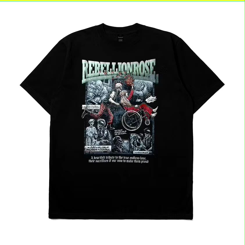 Kaos Baju Distro Rebellion Rose, Jika Waktu Tiba Ku Kan Pulang Bawa Bahagia , Pria & Wanita Bahan Co
