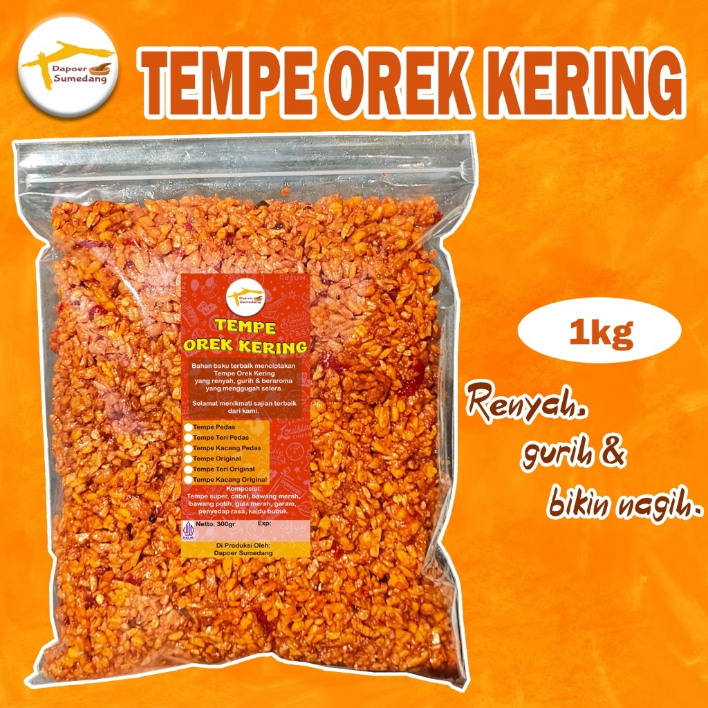 KERING TEMPE 1kg/TEMPE OREK TERI KACANG/OREK TEMPE PEDAS BALADO/PEDAS MANIS